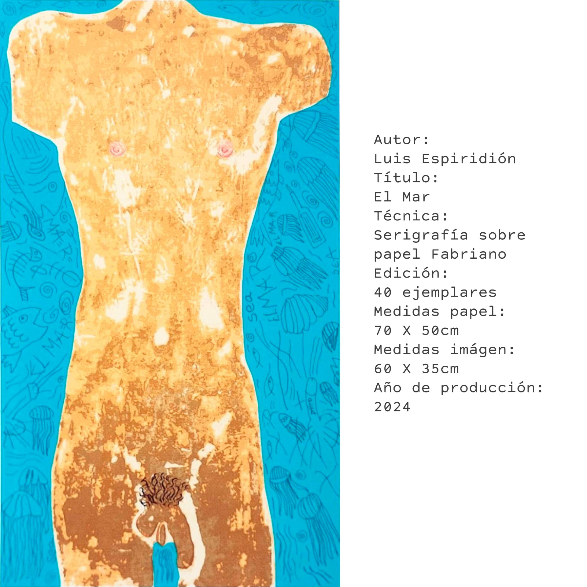 El Mar — obra gráfica de Luis Espiridión con ficha técnica